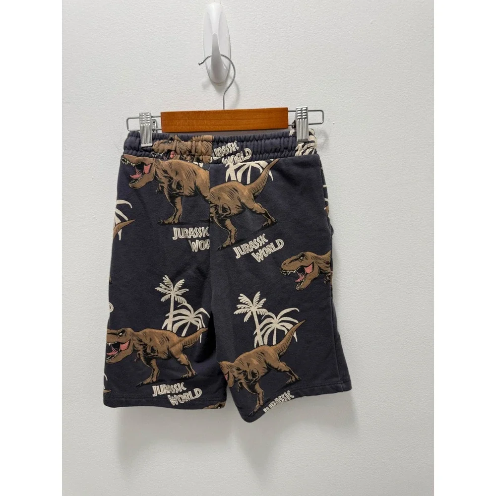 HM Jurassic World Kids T-Rex Dinosaur T-Shirt and Shorts Set Gray Size 7-8Y